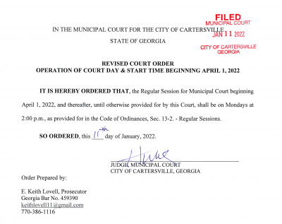 Municipal Court Start Time Revision Cartersville Georgia